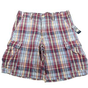 NEW Vintage Polo Ralph Lauren Jeans Company Cargo Shorts!  40  Red & Blue Plaid